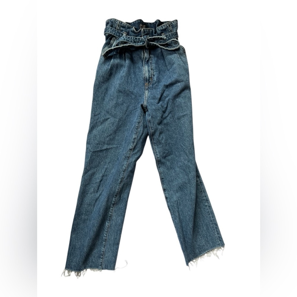 Abercrombie & Fitch A&F mom Jean paper bag waist raw hem